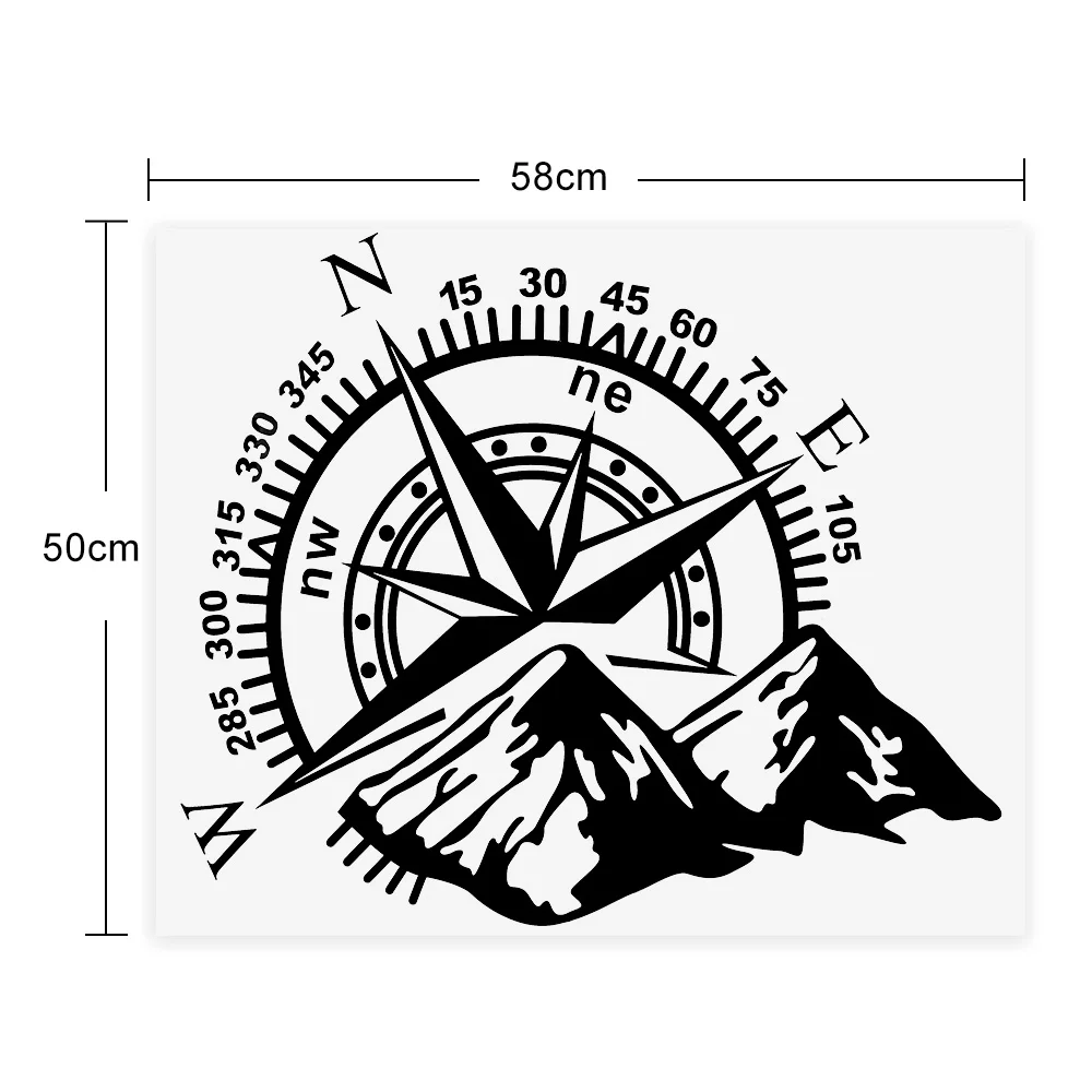 60*50cm For Auto Window Motorcycle Decor Art Design Off-road Mountain Compass Car Sticker Funny Vinyl Car-Styling Decals