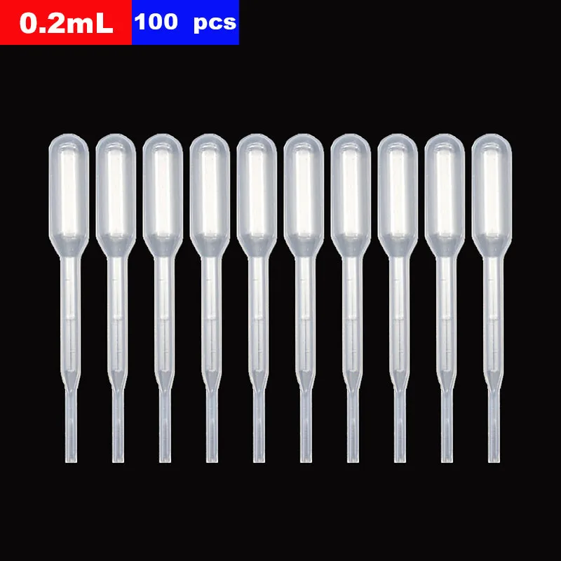 

100pc Science Medical Microbiology Experiment Graduation Heat 0.2ml Transparent Pipette Disposable Safety Plastic Dropper