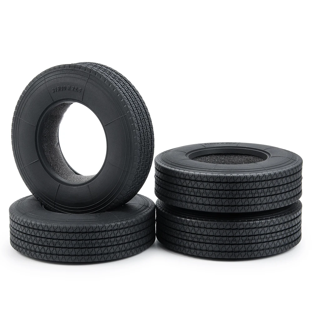 TRINOOD Rubber Tyres Wheel Tires with Sponge 22/25mm for 1/14 Tamiya Tractor Trucks Trailer Cargo Tow Drag RC Car Upgrade Parts