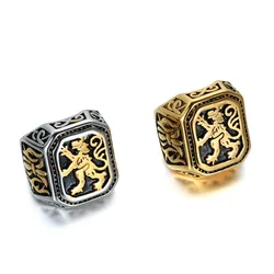 Totem team emblem European and American men's retro stainless steel ring jewelry