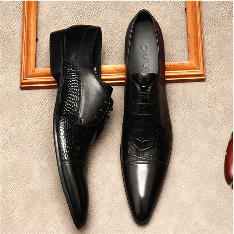Men's shoes English leather, pointed lace-up business, casual shoes,  three-joint dress shoes man - AliExpress 322