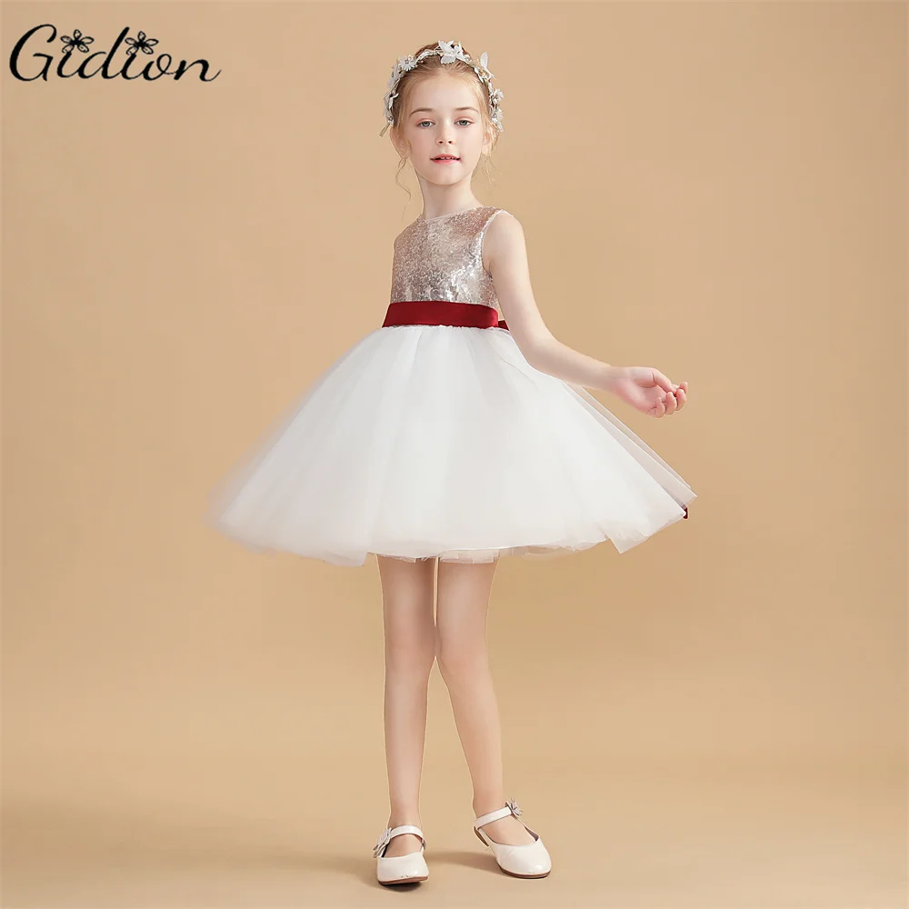 Kurzes Blumen mädchen kleid für Kinder geburtstags abend party hochzeits ballett festzug zeremonie bankett ereignis junior brautjungfer kleid