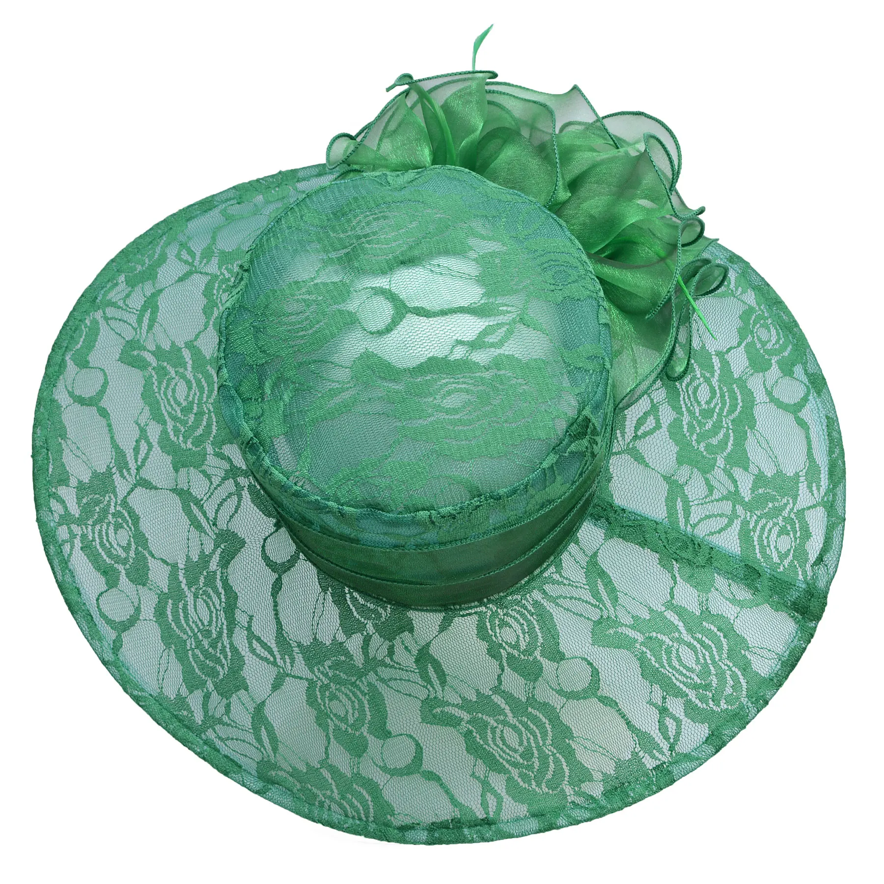 Lawliet Womens Lace Floral Kentucky Derby Organza Wide Brim Tea Party Church Sun Hat A440