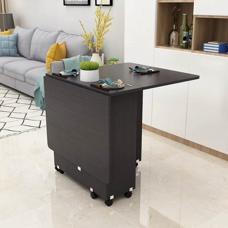 Folding Dining Table Modern Simplicity Multifunctional Movable Storage Kitchen Table Home Furniture Living Room Extendable Table