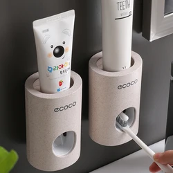 Ecoco-dispensador de pasta de dientes ambiental para niños, soporte exprimidor a prueba de polvo, montaje en pared