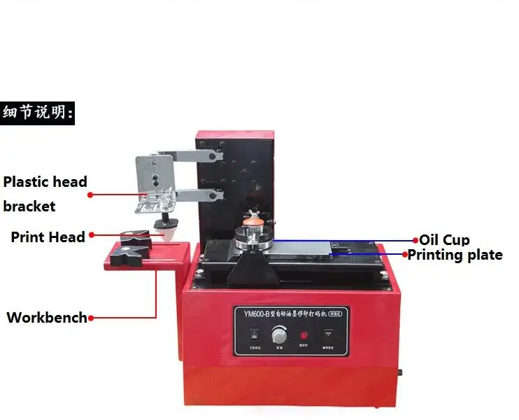 Milieu Desktop Elektrische Pad Printer Ronde Pad Drukmachine Inkt Printer Warmte Drukmachine YM600-B