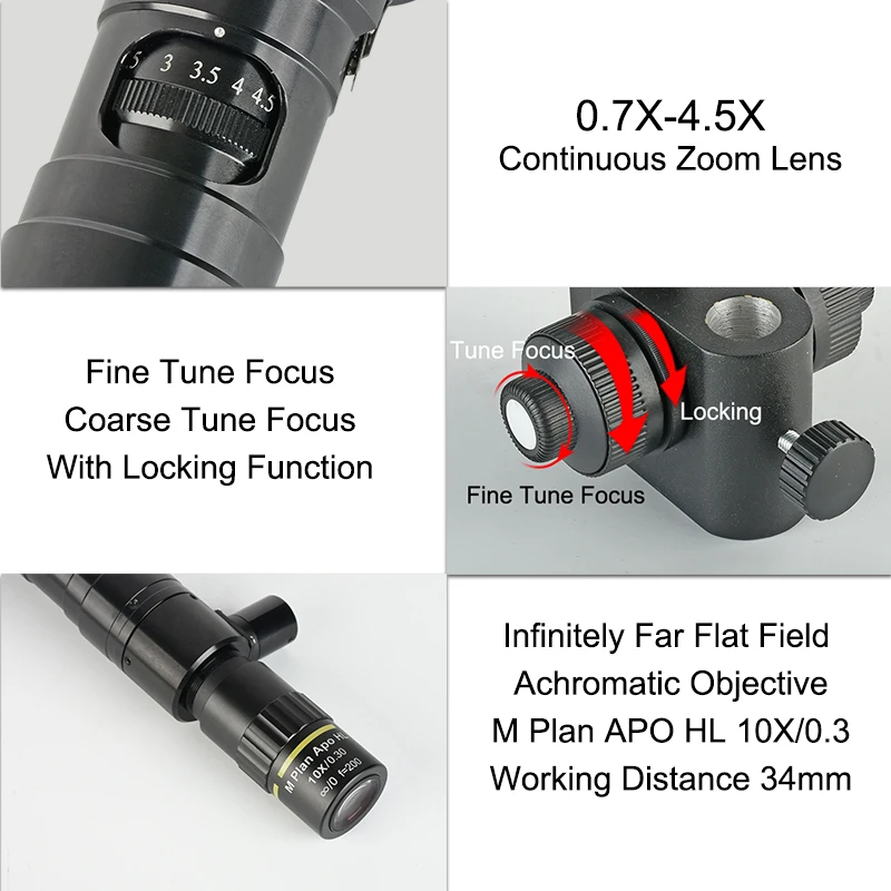 240X-1500X 2 Megapixels Coaxial Photoelectron Microscope Can Take Photos and Video Measurements 10X APO Metallographic Objective