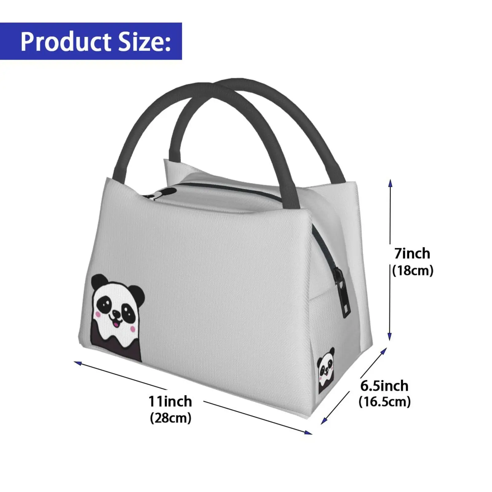 Portable Insulation Bag Kawaii Panda Bear Kawaii Cartoon Panda Animal Smile Animated Bear Kids