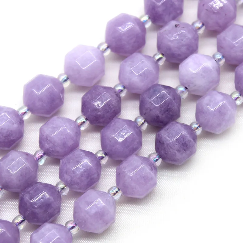 

Natural Stone Faceted Lilac Jades Section Loose Crystal Spacer Beads for Jewelry Making DIY Handmade Bracelet Neckalce 15'