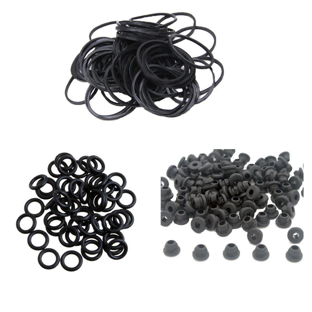 300PCS Tattoo Machine 100XRubber Bands+100XA-bar black Nipples O-rings+100XGrommets for tattoo gun needles tips Free Shipping