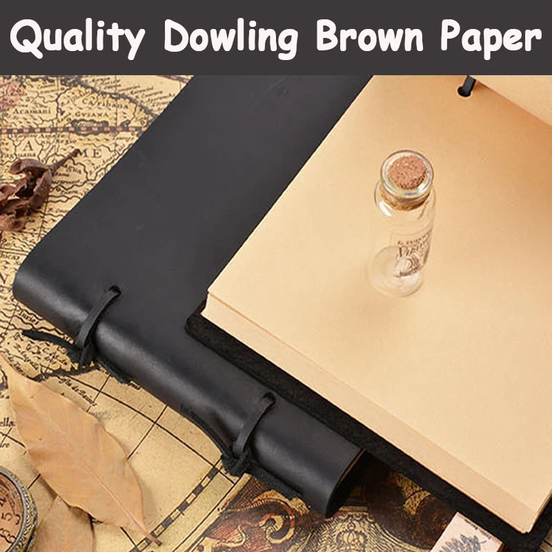 Top Layer Genuine Leather Retro Notebook Loose-leaf Sketch Book Portable Easy Carrying 100gram Dowling Paper 100 Sheets