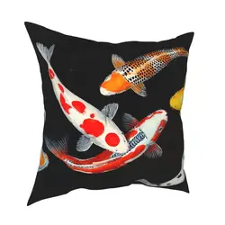 Koi Fish Lucky Pillow Cover Home Decor Pond Carp Water Cushion Cover Throw Pillow for Sofa Polyester Double-sided Printing