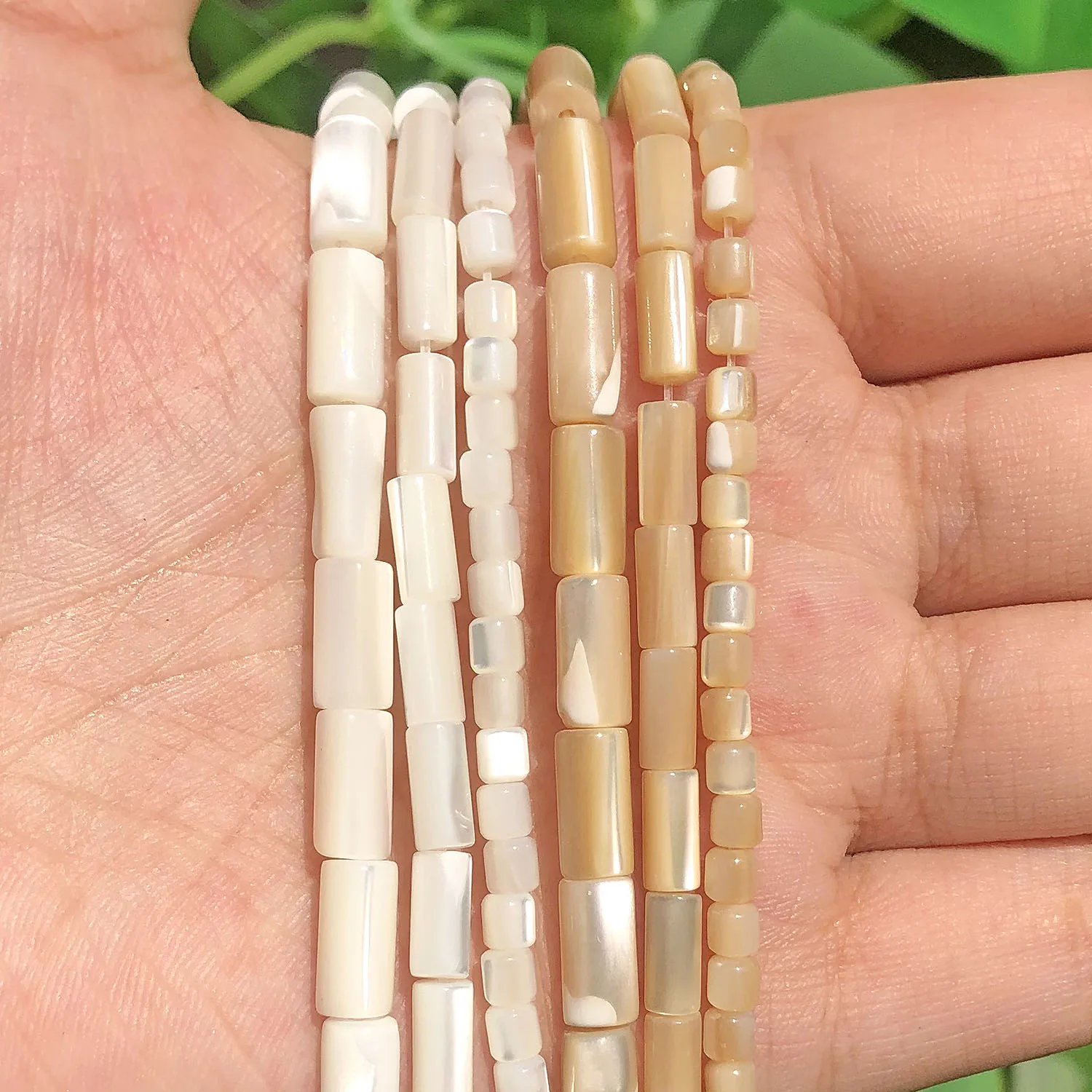 White Natural Color Mother Of Pearl Mop Shell Beads Charms Round Tube Loose Spacer Beads For Jewelry Making Diy Bracelet Earring