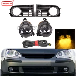 For VW Golf 5 A5 MK5 2004 2005 2006 2007 2008 2009 Car-styling Front Bumper Fog Lights Lamp with Bulbs + Grille + Wire