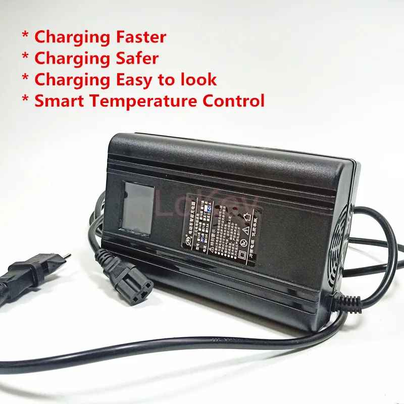 48V 9.5A สมาร์ทด้วยจอ LCD 16S 58.4V Lifepo4 13S 54.6V 14S 58.8V Li Ion สำหรับ LTO Li-Ion Lifepo4ตะกั่วกรดแบตเตอรี