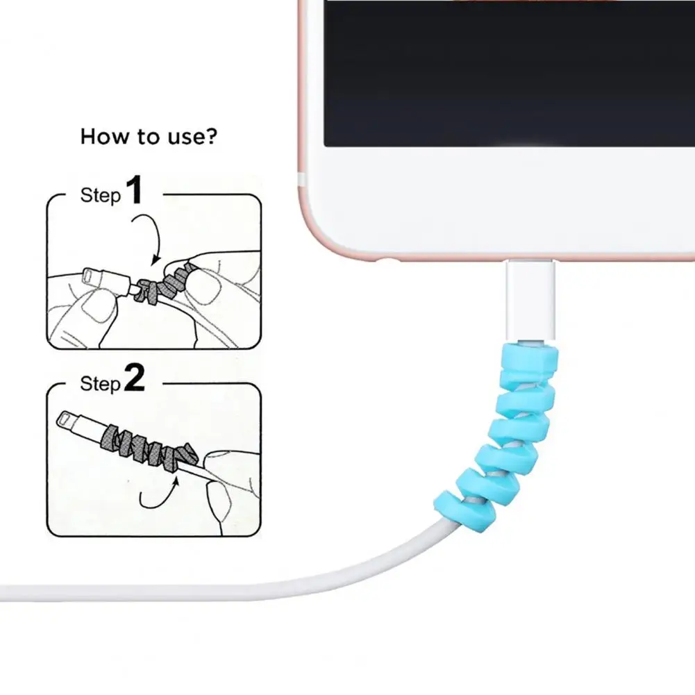 10Pcs Cable Protector Spiral Design Soft Silicone Universal Charger Cable Saver Phone Accessories for Charging Line