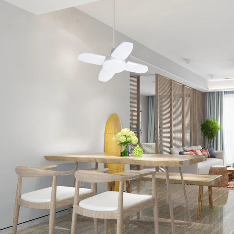 60W Led Deformable Bulb Bright Fan Leaf Bulb E27 AC85-265V Garage Restaurant Ceiling Lighting Foldable Cold White 6500k