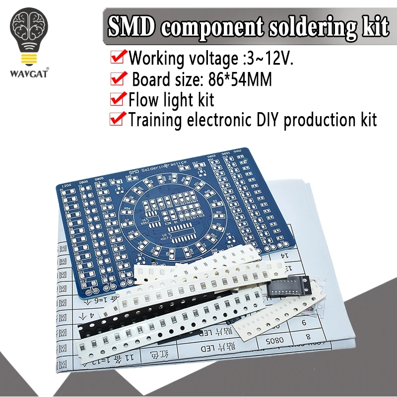 CD4017 Rotating LED SMD NE555 Soldering Practice Board DIY Kit Fanny Skill Training Electronic Suit