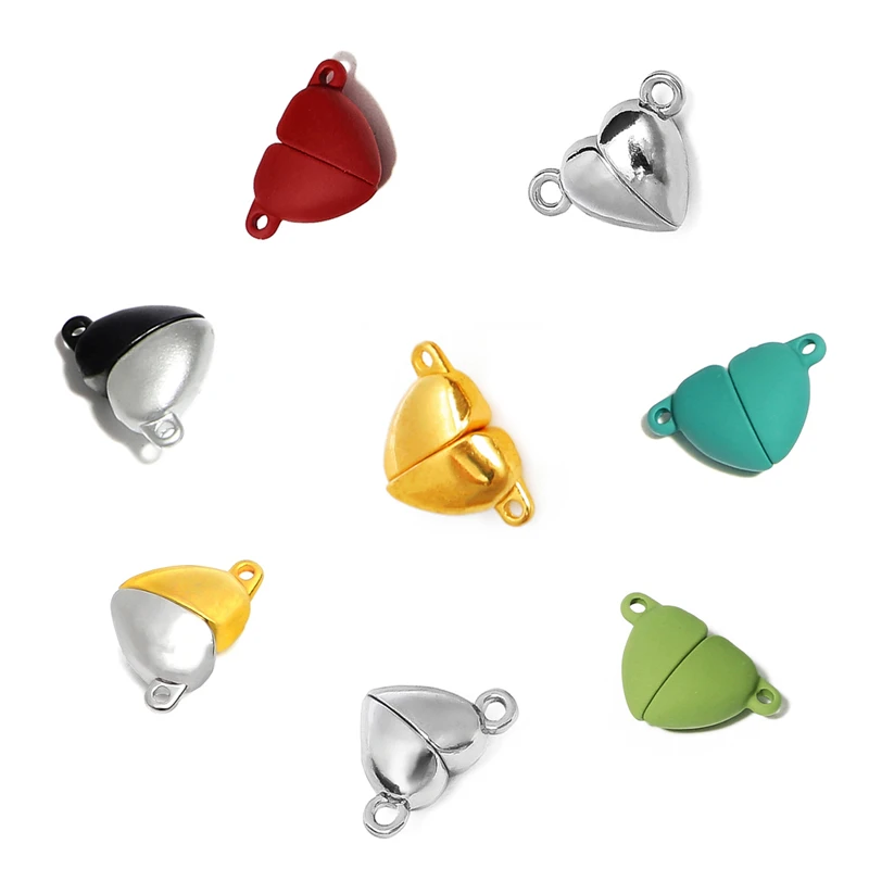 3sets/lot Love Heart Magnet Buckle Strong Magnetic Clasps Necklace Bracelet Buckle Connectors End Caps DIY Jewelry Making