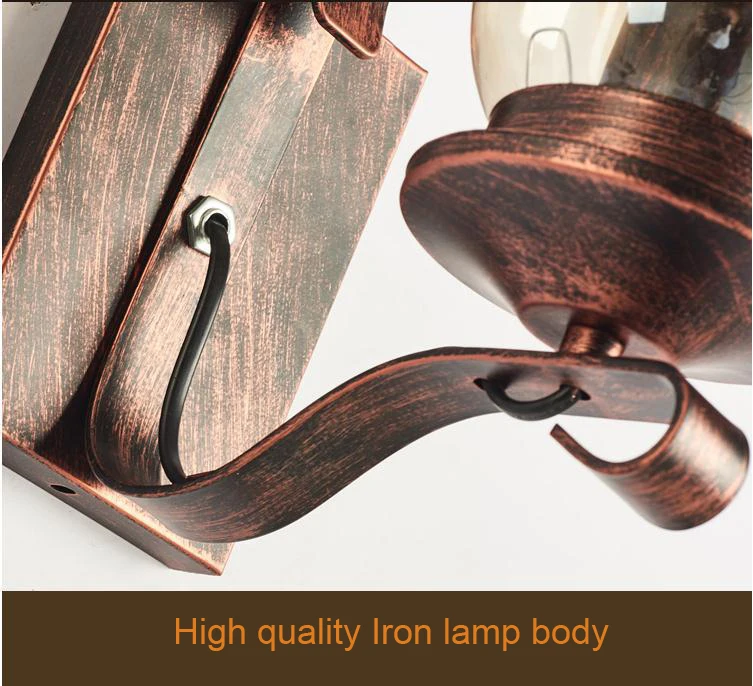 Retro Industrial Light Iron Wall Lamp Creative Restaurant Corridor Bedroom Bedside Glass Wall Light Living Room Hotel Lighting