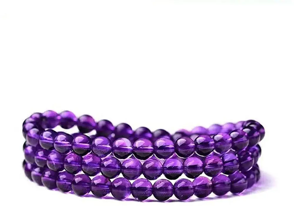 Natural Purple Amethyst Quartz 3 Laps Woman Beads Bracelet 6mm Crystal Round Beads Amethyst Healing Stone Jewelry AAAAA