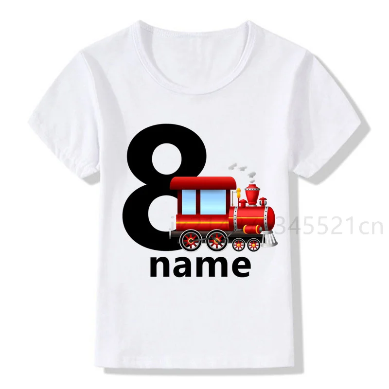 Boys/Girls Cool Train Birthday Numbers T-Shirt Children Boys Happy Birthday T Shirt White T-Shirt Baby Girls Top1-9