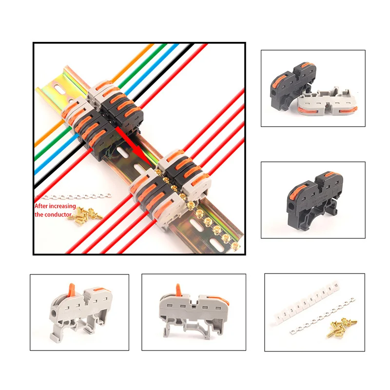 Boxed Din Rail 211 Splicing TYPE Wire Connector Quick Connection Conductor Cable Wiring Terminal Block Instead Of UK Connector