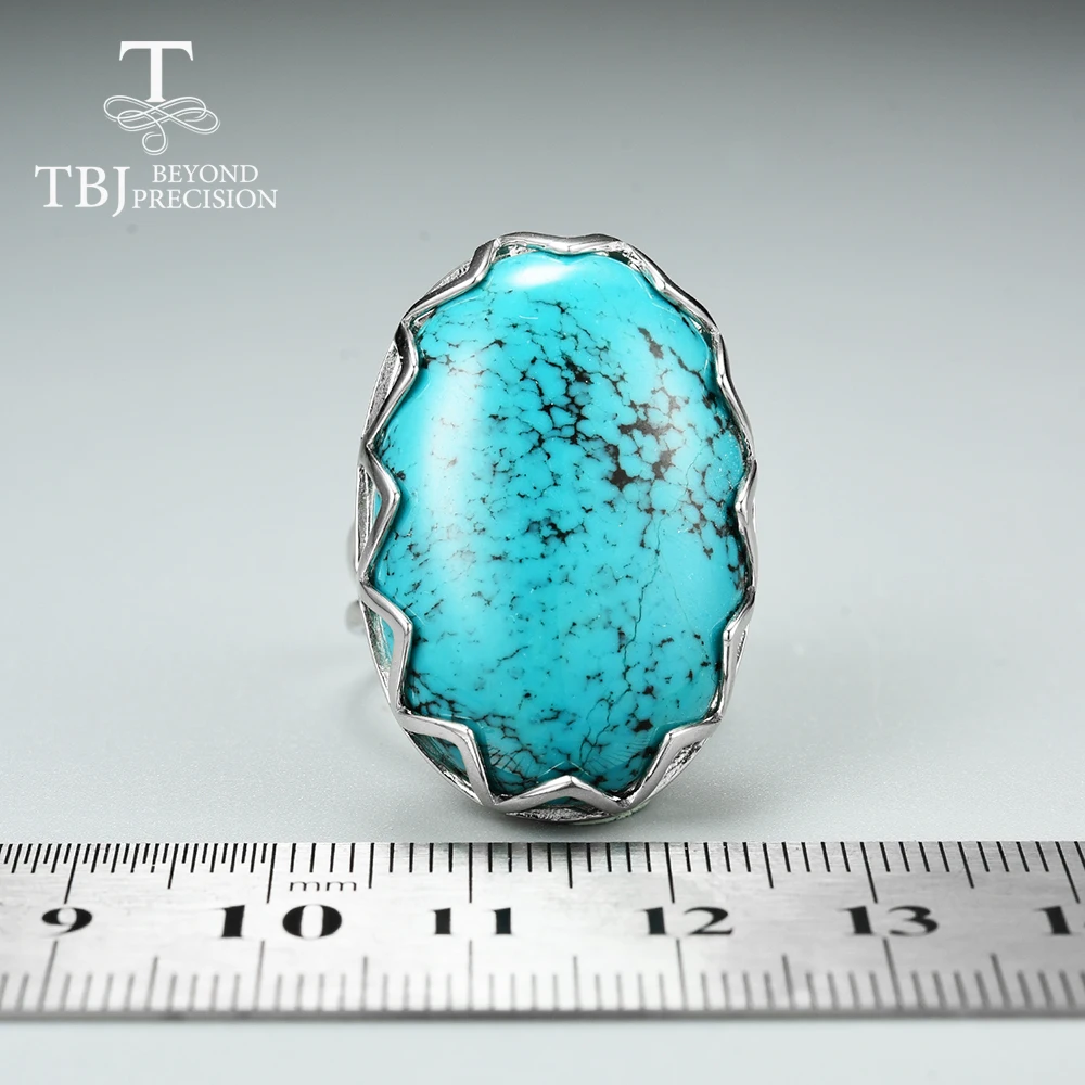 Luxe grote edelsteen natuurlijke turquoise ovale 20 * 30 mm ring 925 sterling zilver fijne sieraden dames jubileum banketfeest