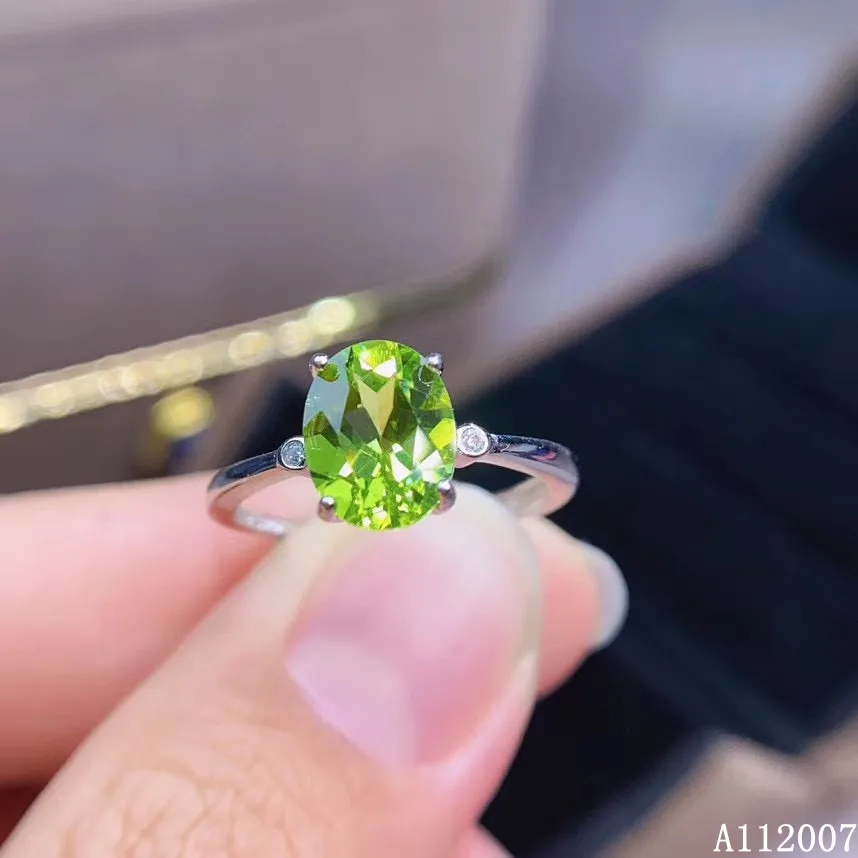 

KJJEAXCMY fine jewelry 925 sterling silver inlaid natural Peridot ring new female gemstone luxury support test hot selling