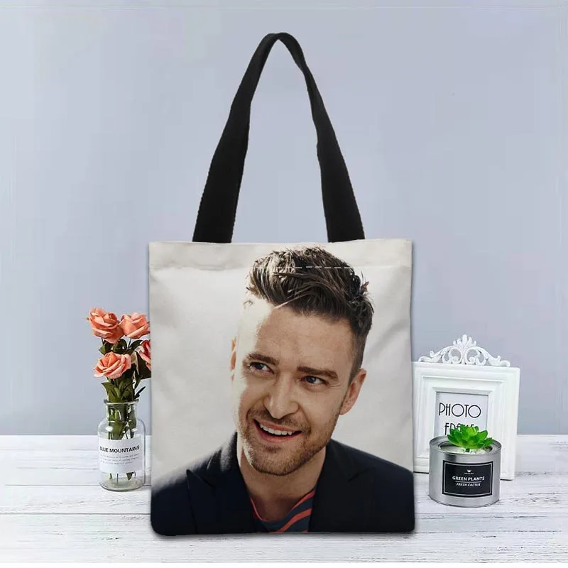 Tùy Chỉnh Logo Justin Timberlake In Hình Túi Xách Vải Bố Tote Túi Đi Mua Sắm Du Lịch Cổ Hữu Ích Đeo Vai Nữ Túi 1208