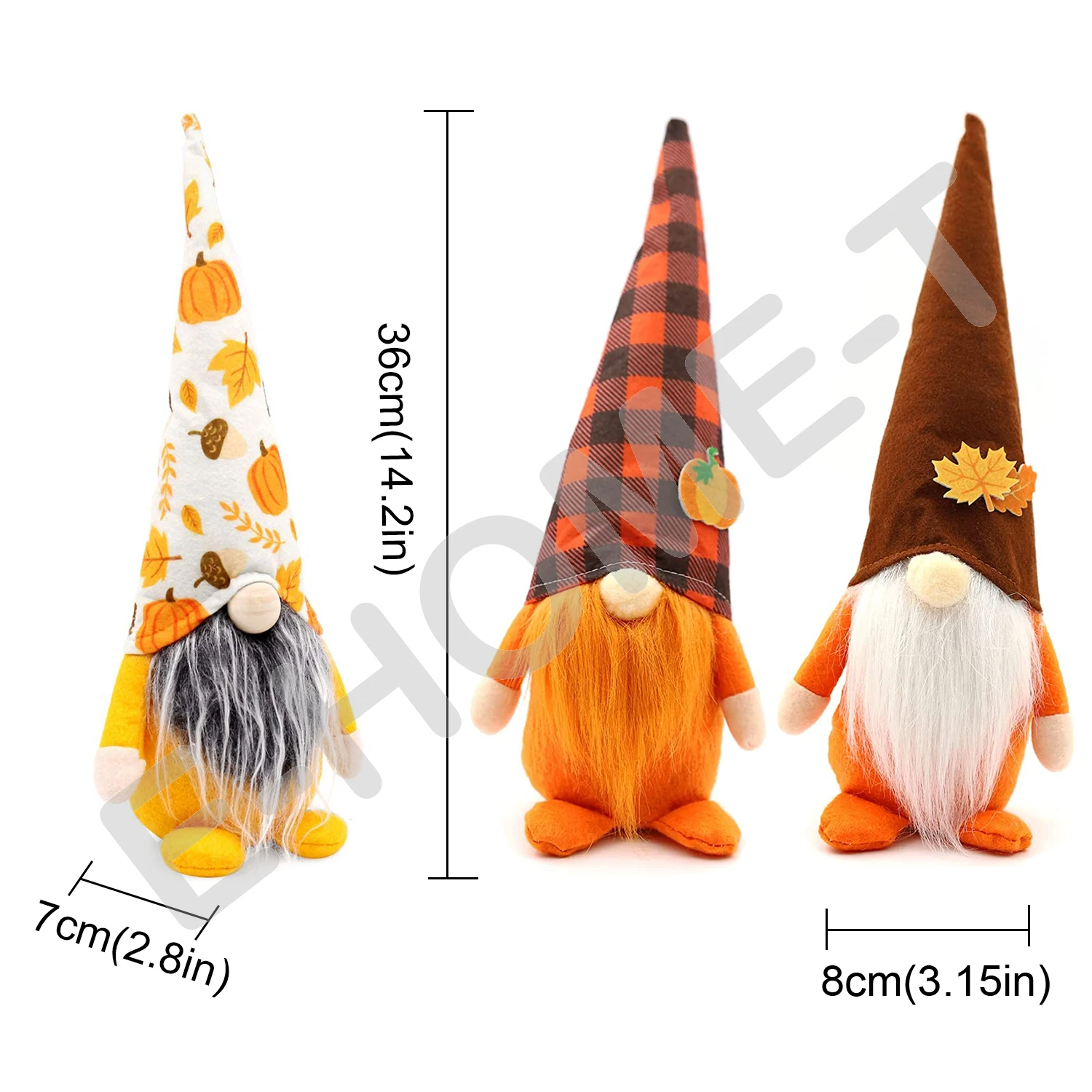 3PCS Fall Gnome Autumn Tomte Farmhouse Tiered Tray Decor Home Sitter Nordic Swedish Nisse Elf Dwarf For Halloween Thanksgiving