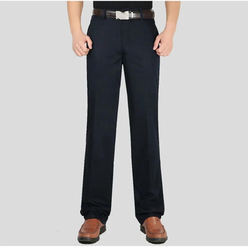 Pantalon Formel à Taille Haute pour Homme, Vêtement d'Affaires, Classique, Bureau, Modal, Grande Taille 38, 40, 42, Blanc Pur, Droit, Fin, Fjm