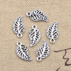 50pcs Charms Hollow Tree Leaf 14x7mm Antique Silver Color Pendants Making DIY Handmade Tibetan Finding Jewelry