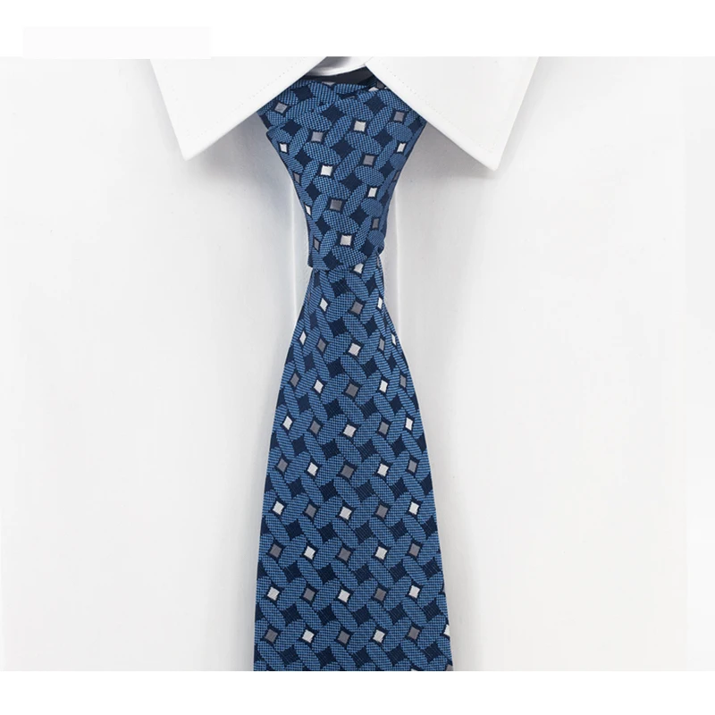 Blue 8CM Tie for Men Mariage Business Dresses Office Gentleman Necktie High Quality  Fashion Striped Cravate Wedding Gifts