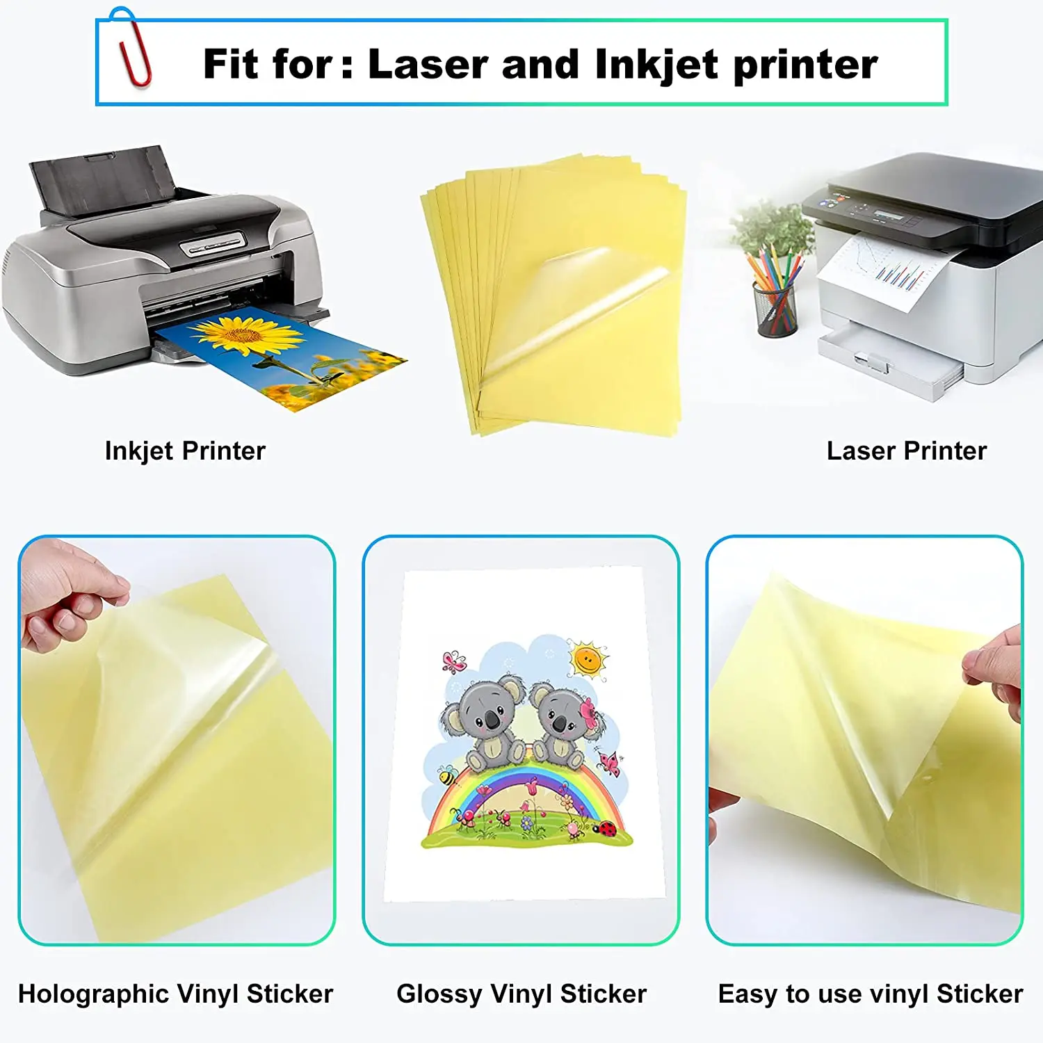 50 stücke Klar Matte Adhesive Drucker Papier A4 Self Adhesive Glossy Transparent Papier Label Aufkleber für Laser Drucker 297x210mm