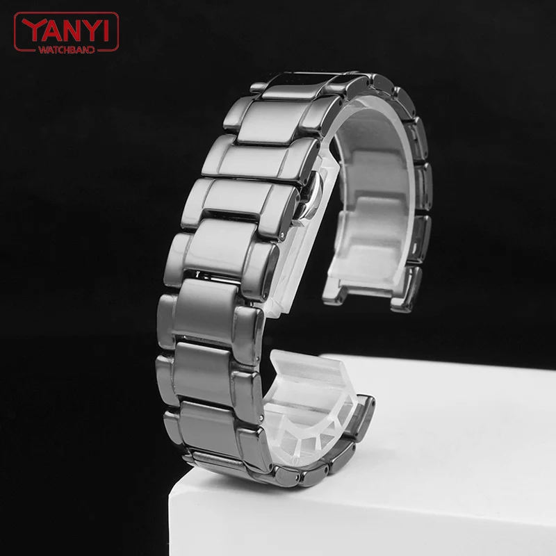 Notch Ceramic watchband 16-10mm 20-11mm 20-12mm watch strap for gc women man wristwatches band use  screw bar Butterfly buckle