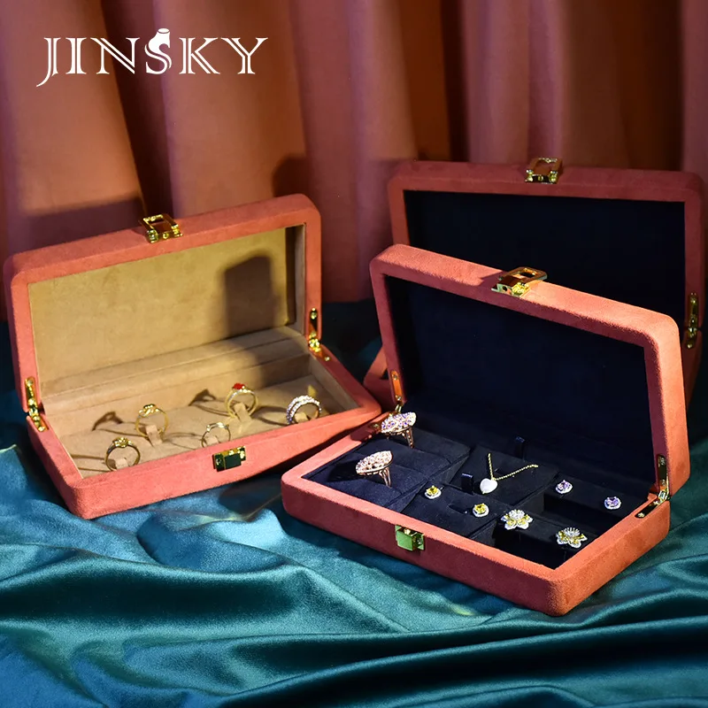 

Fine Jewelry Display Box European creative microfiber ring box earrings stud necklace box hand jewelry display box