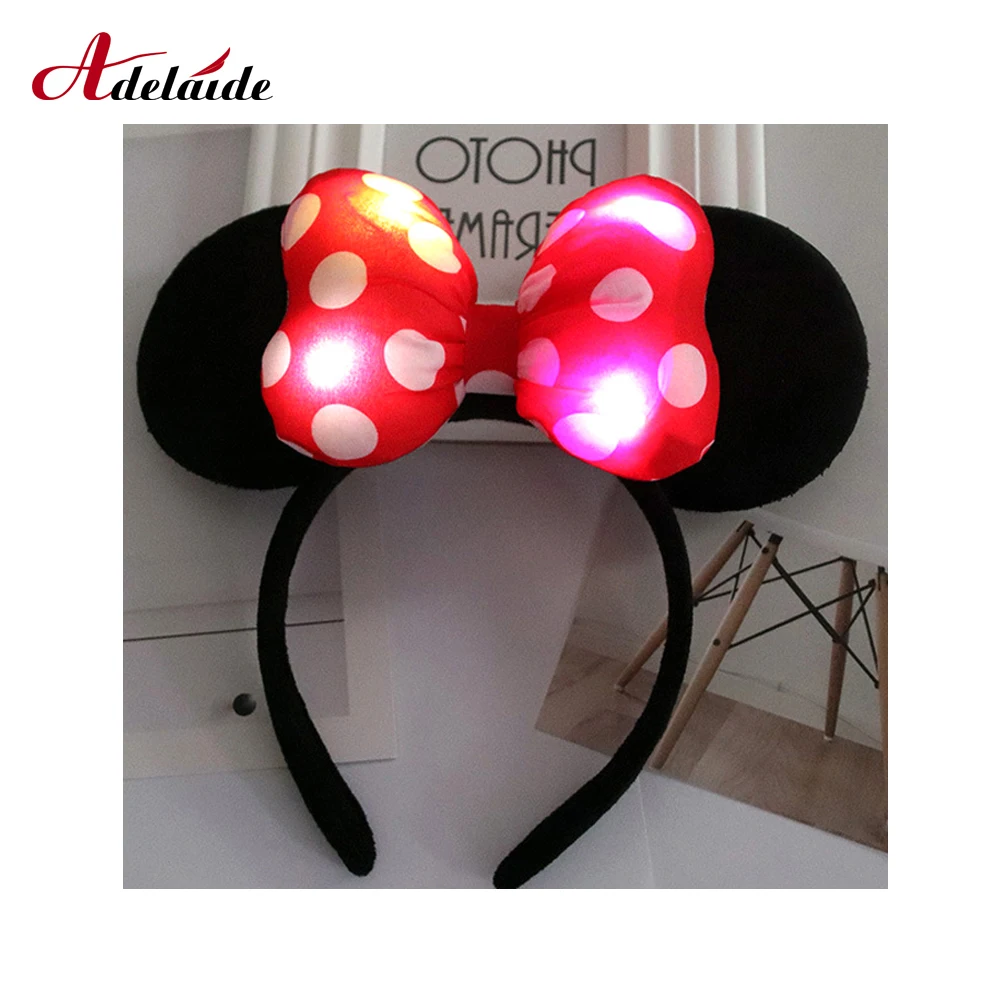 

50PC LED headband Minnie Bows Ears luminous headband accessories flash children LED lights hair accessories colorful lights toys