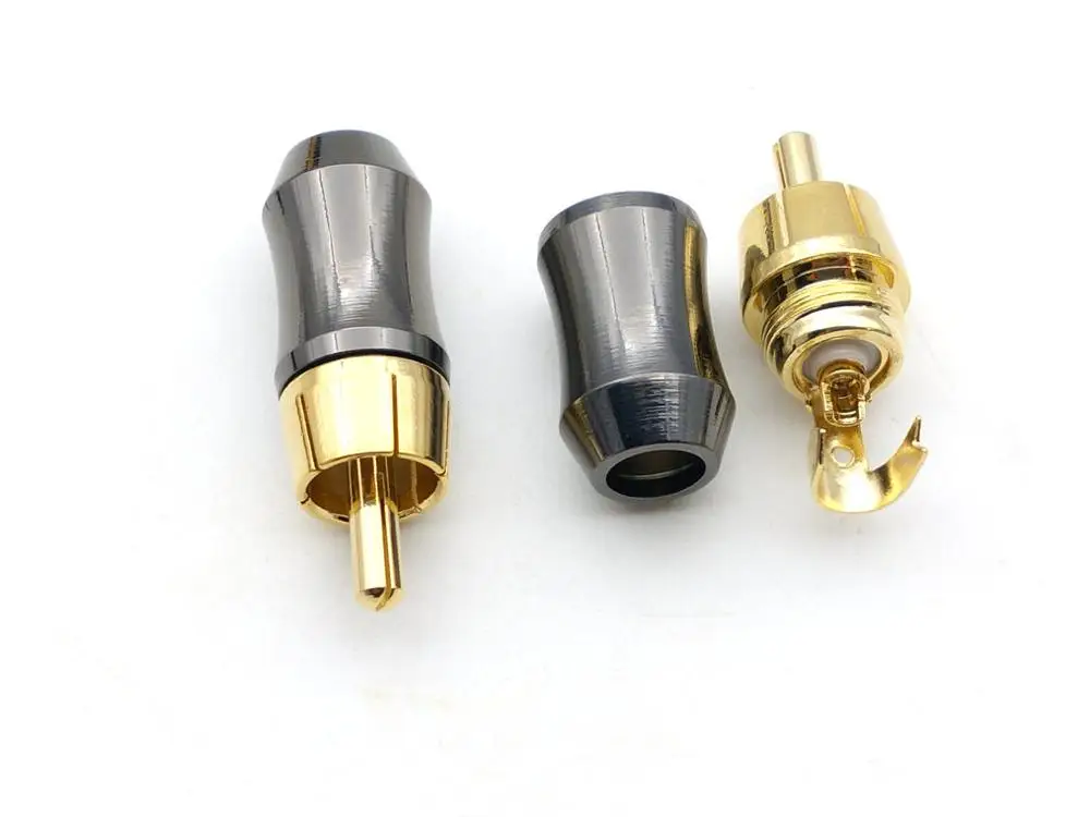 rca conector de bronze rca macho plugue audio video cabo adaptador de solda 50 pecas 01