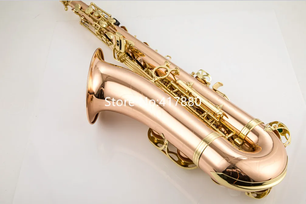 Tenor Saxophone Bb Tune Red Copper Lacquered Gold Sax Beginners Kit, Mouthpiece, Neck Strap, Cleaning Cloth Rod, Gloves, Case