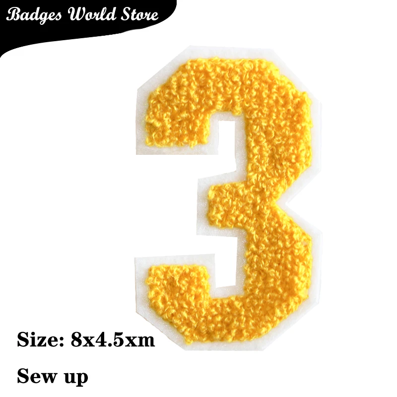 2 Pcs Various Arabic numerals sequin Towel embroidery icon Iron on Patch for Clothing DIY Strip Patchwork Stickers Custom Badges