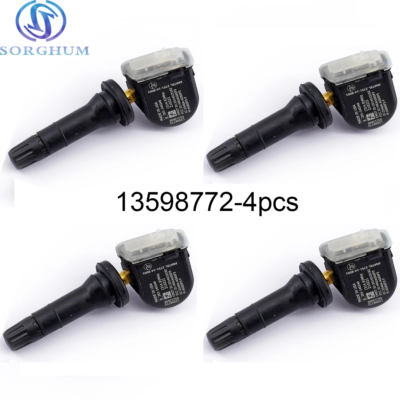 

4PCS 13598772 13598771 TPMS Tire Pressure Monitor Sensor 315MHZ For GMC Acadia Buick Enclave Chevrolet Cadillac Ats Cts