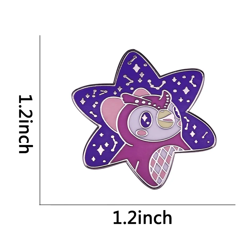 Animal Crossing Starry Night star fragments pattern Celeste Enamel Pin cute Lady Owl Badge