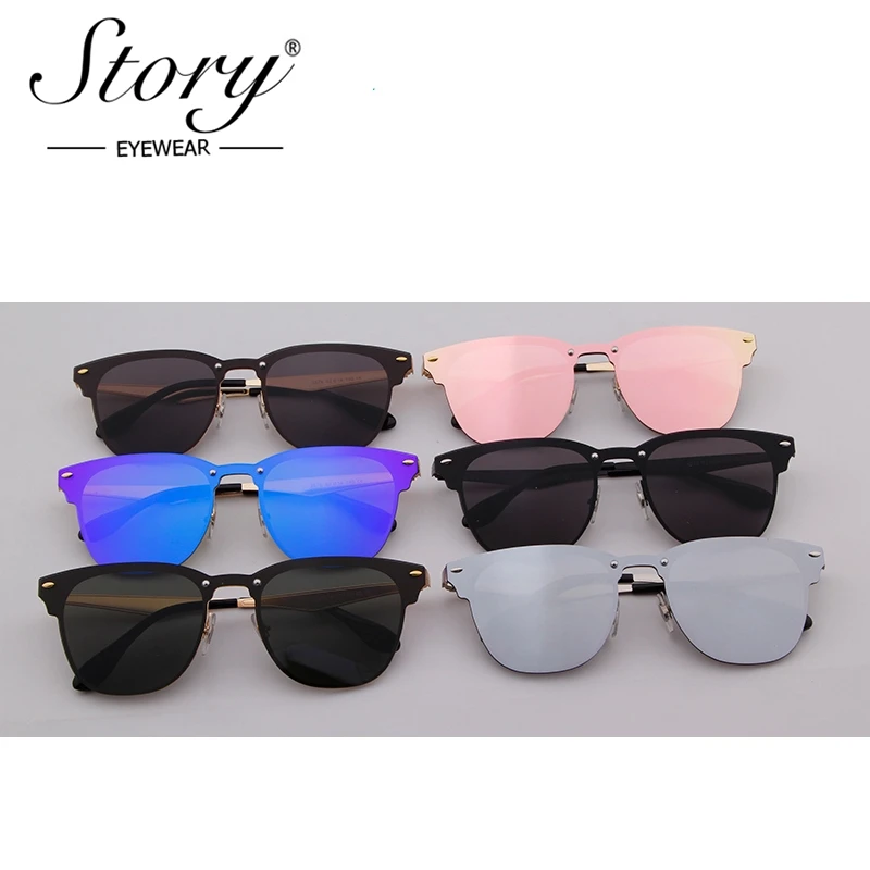 STORY Brand Designer Rose Gold Sunglasses Women Cat Eye Sunglasses For Women Mirror Sport Sunglass lunette de soleil pour femmes
