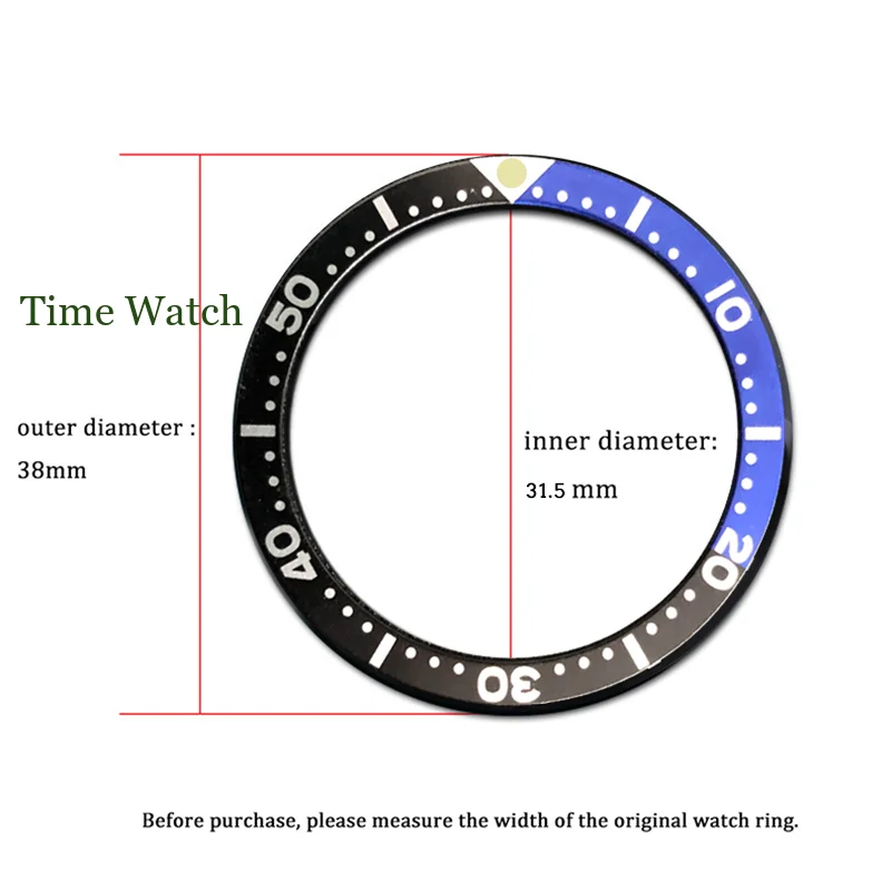 38mm*31.5mm Flat Watch Bezel Insert Ceramic/Alloy Bezel Ring For SKX007 SKX009 12 Hours Black/Blue/Green/Red Wristwatch Parts