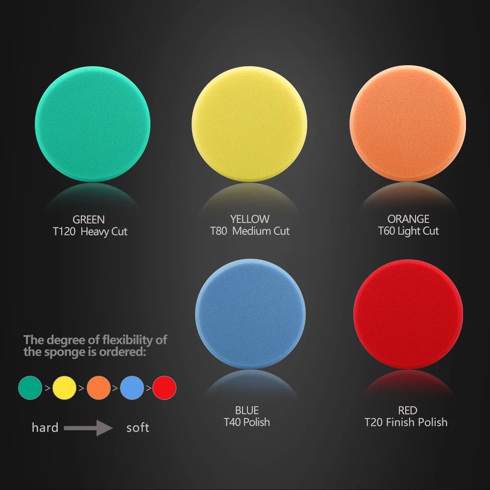 Éventuelles TA-3 pouces (80mm)/5 pouces (125mm)/6 pouces (150mm)/7 pouces (180mm), vente unique tampons de polissage pour planche de voiture,