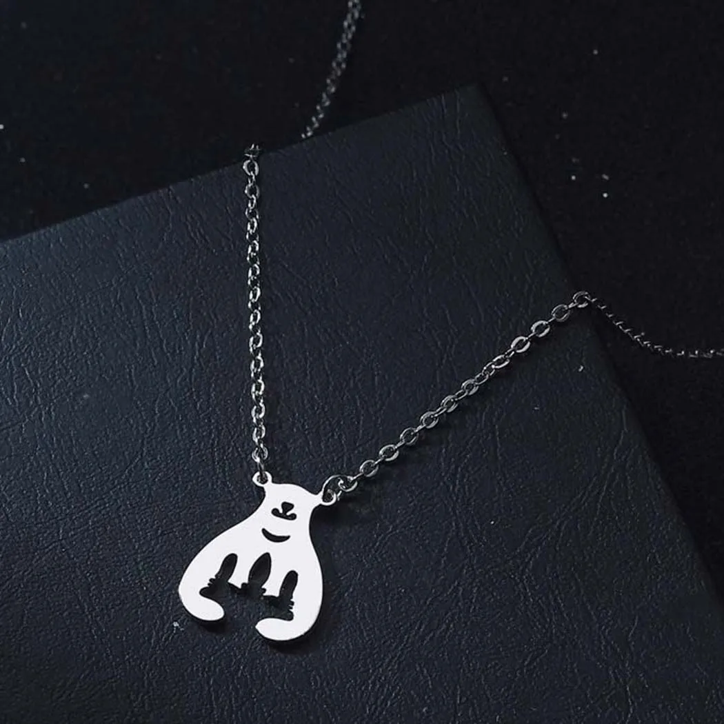 New Simple Polar Bear Shape Pendant Necklace Three Color Stainless Steel Cuddling Bear Animal Necklace Women's Banquet Jewelry