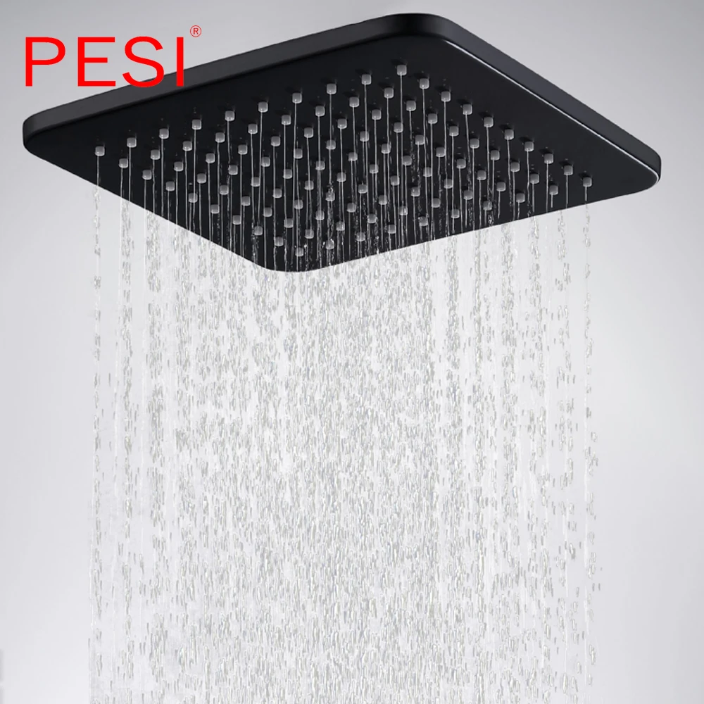 Square Brass Showerhead Rainfall Rain Shower Head Chrome High Pressure Bath Faucet Shower Head Rain Shower head Black.