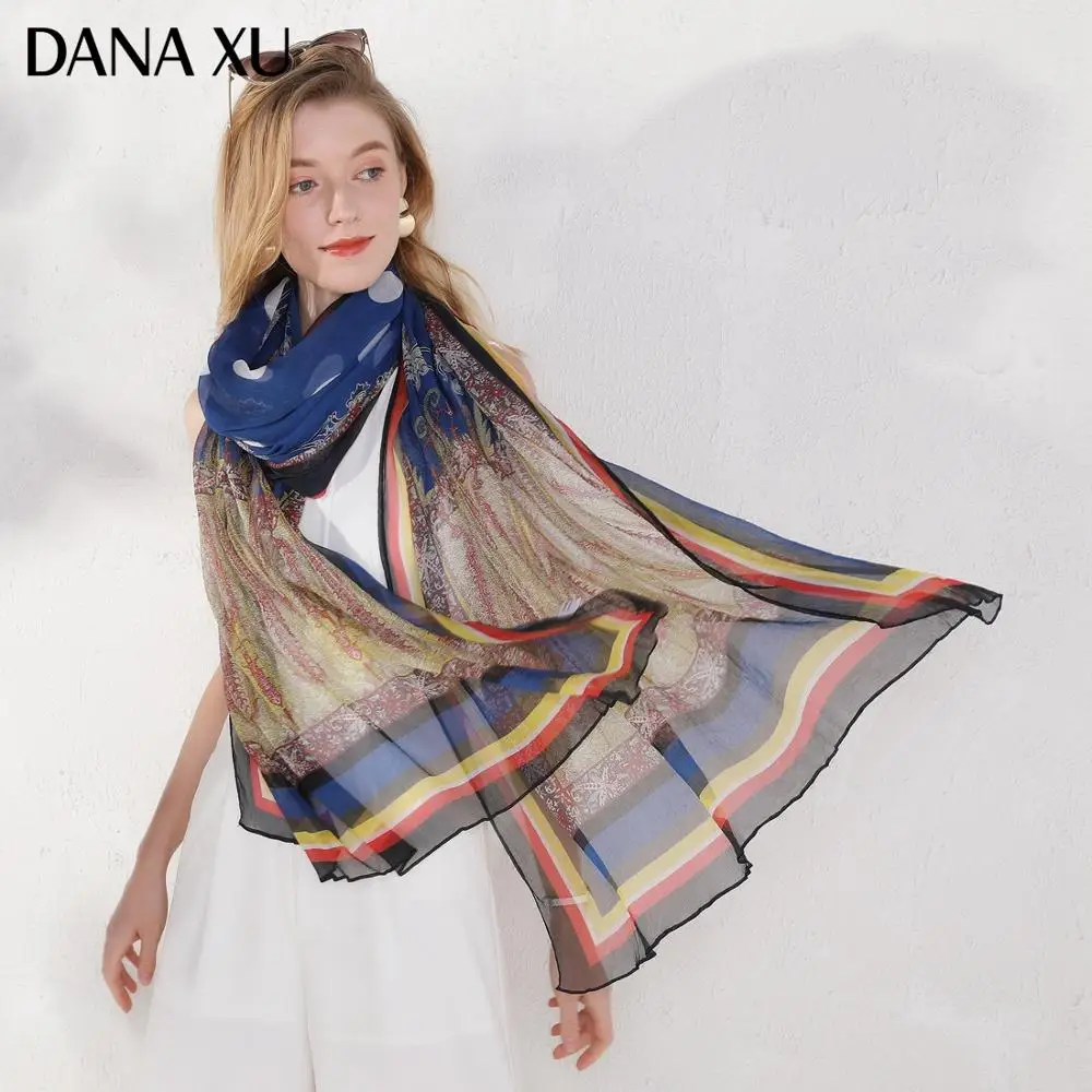 Silk Crinkle Georgette Long Scarf Luxury Brand Women New Design Beach Blanket Shawl Wear Swimwear Bandana Hijab 2020