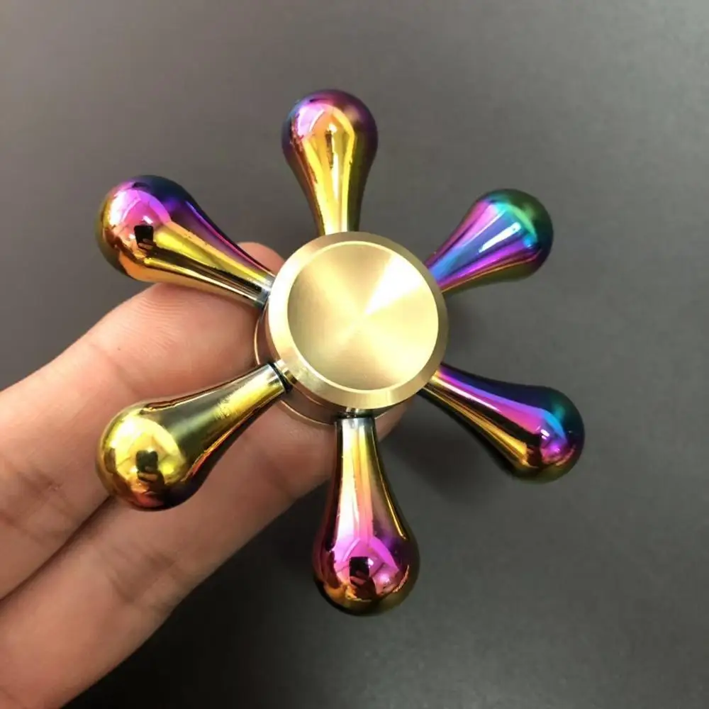 Rainbow Fingertip Gyro Fidget Copper Spinner Metal Edc Bearing Golden Hand Spinner Toy for Kids Adults Stress Relieve Boys Gifts